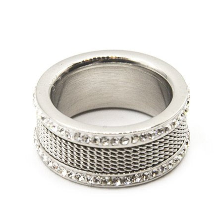 Anillo sinfin de acero trama red y bordes en cubic