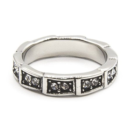 Anillo sinfin de acero con cuadraditos con dos cubic