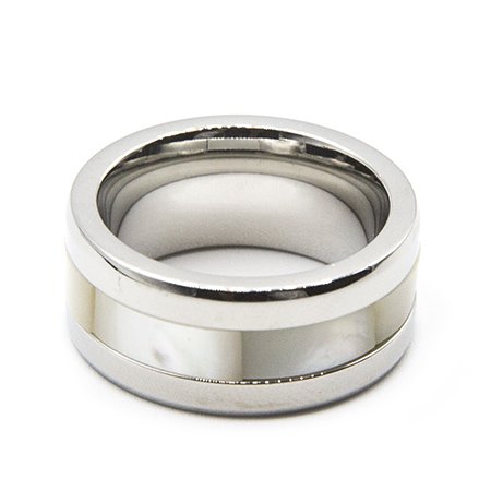 Anillo sinfin de acero con guarda de nacar