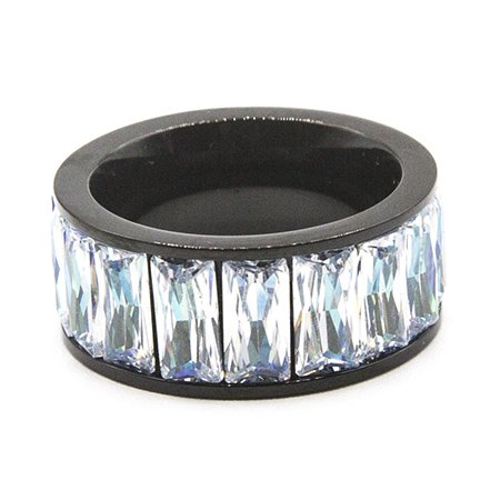 Anillo sinfin de acero negro con cubic boreal