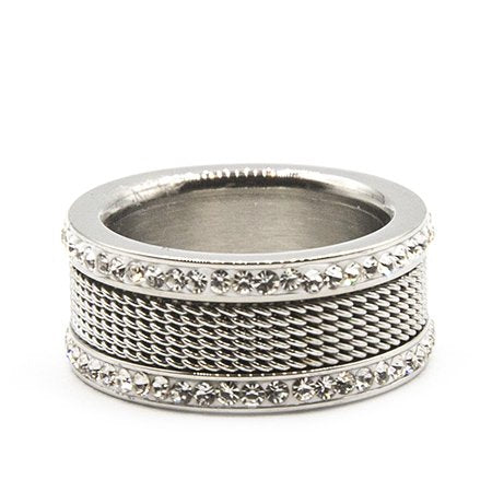 Anillo sinfin de acero trama red y bordes en cubic