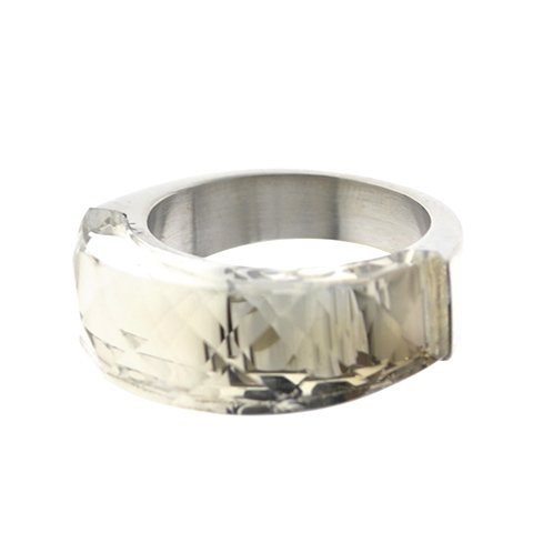 Anillo de acero T-Swarovski con piedra ambar