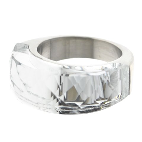 Anillo de acero T-Swarovski con piedra transparente