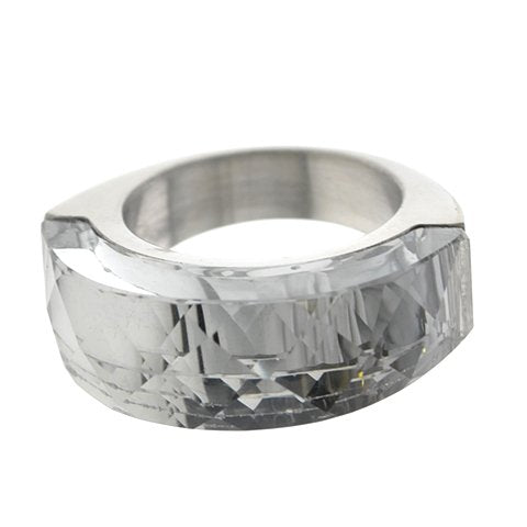 Anillo de acero T-Swarovski con piedra humo