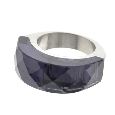 Anillo de acero T-Swarovski con piedra violeta