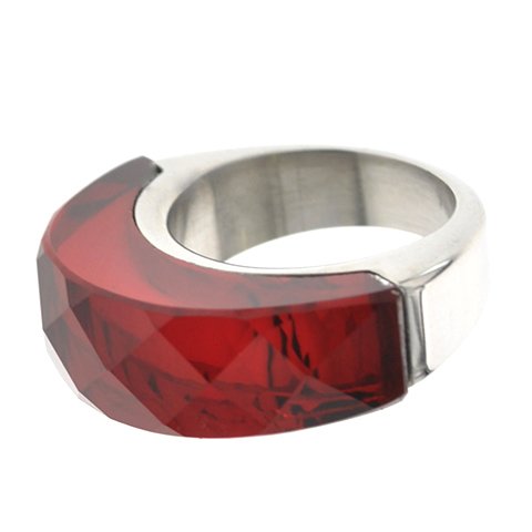 Anillo de acero T-Swarovski con piedra roja