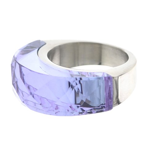 Anillo de acero T-Swarovski con piedra lila