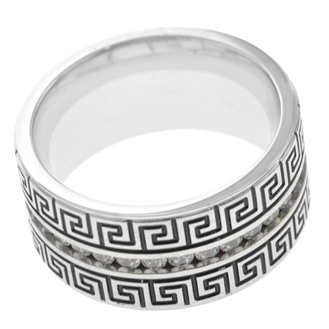 Anillos acero quirurgico sinfÃn con guarda y cubics cristal